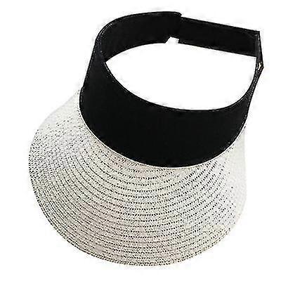 Kvinnor Halm Sol Visor Hatt Bred Brim Sommar Uv