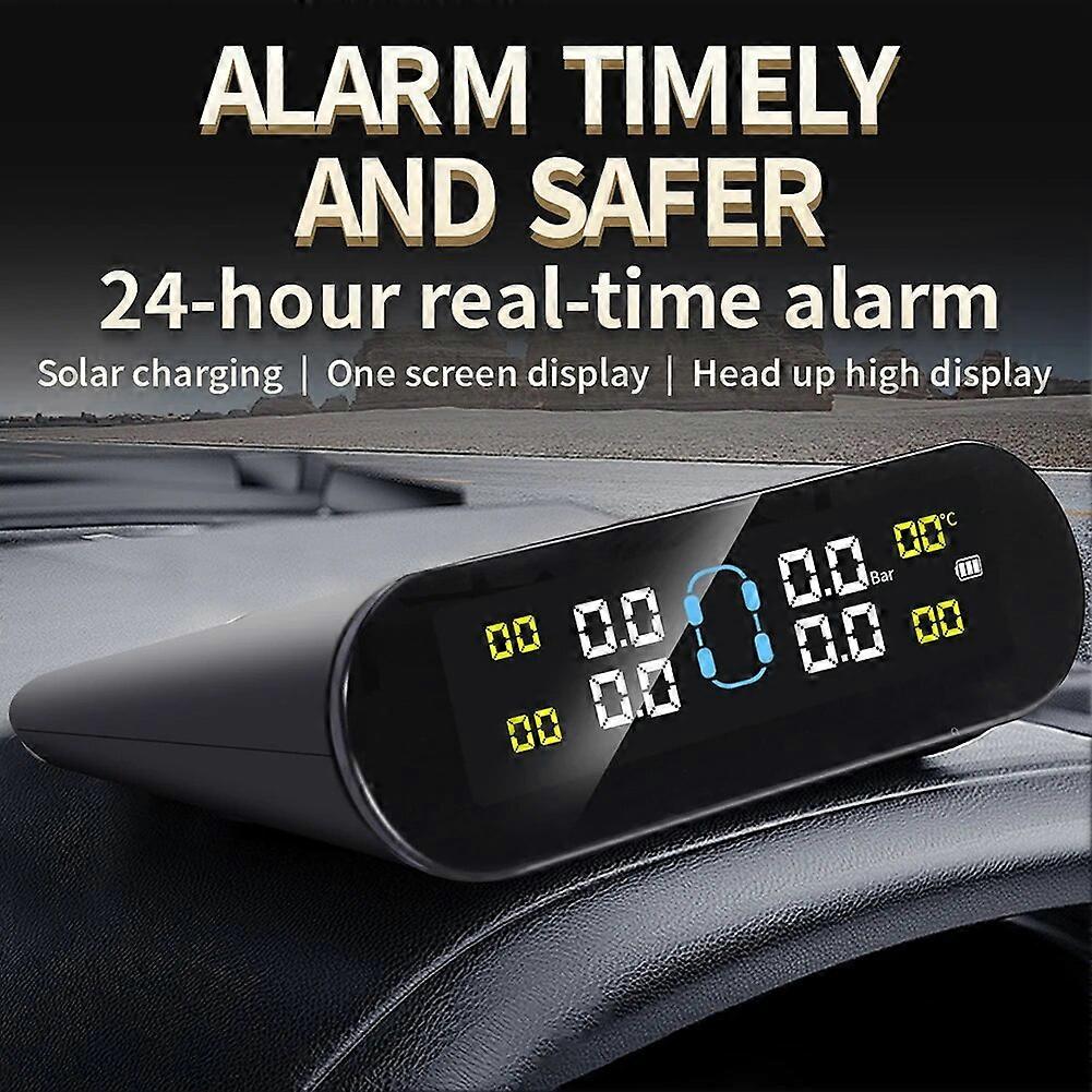 Motor Vehicle Sensors TPMS 4 Wheel Tyre Pressure Monitor Solar Power&USB Charge Digital Tire Pressure Monitor LCD Display Auto Security Alarm Device