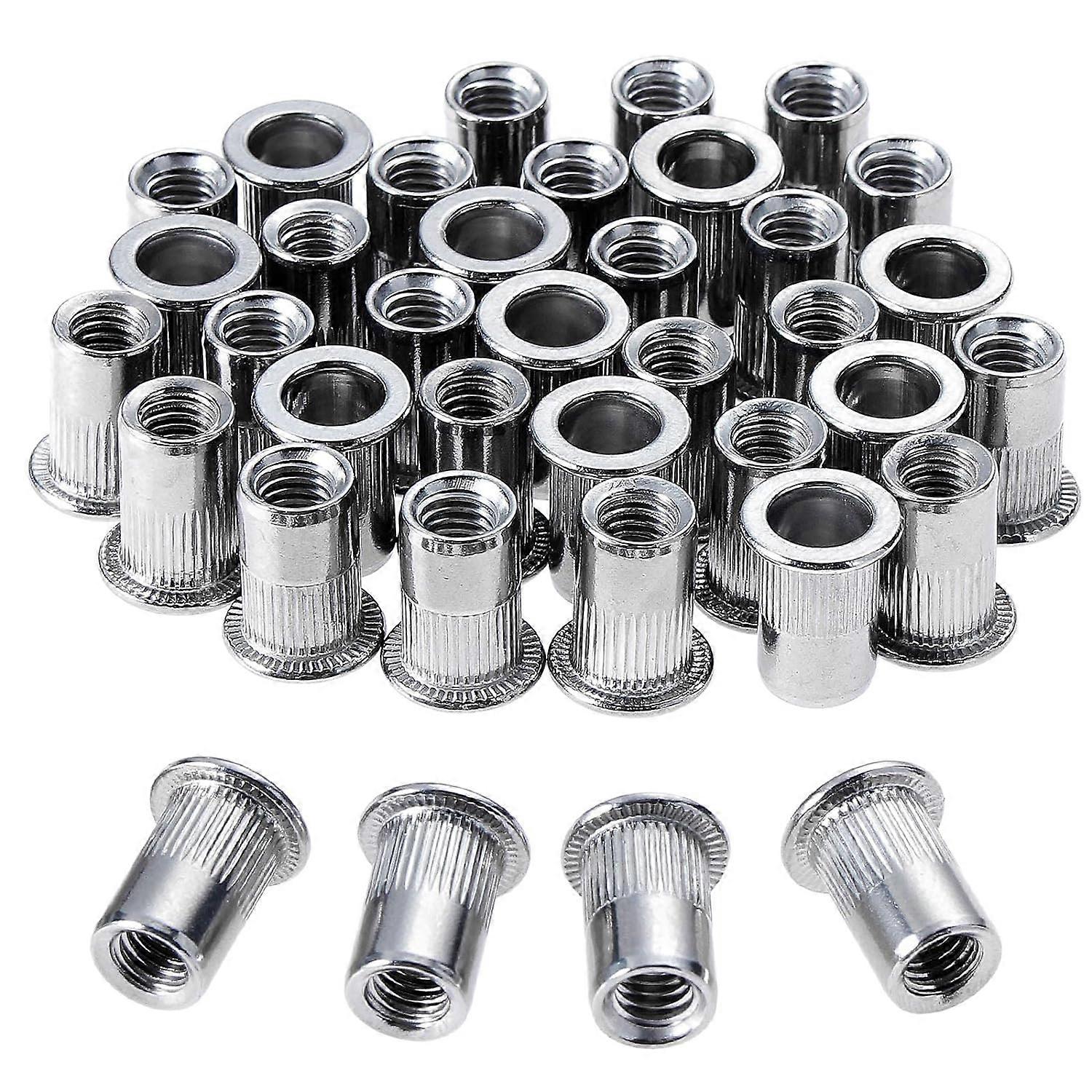 100pcs M6 Stainless Steel Rivet Nuts Flat Thread Rivet Nuts