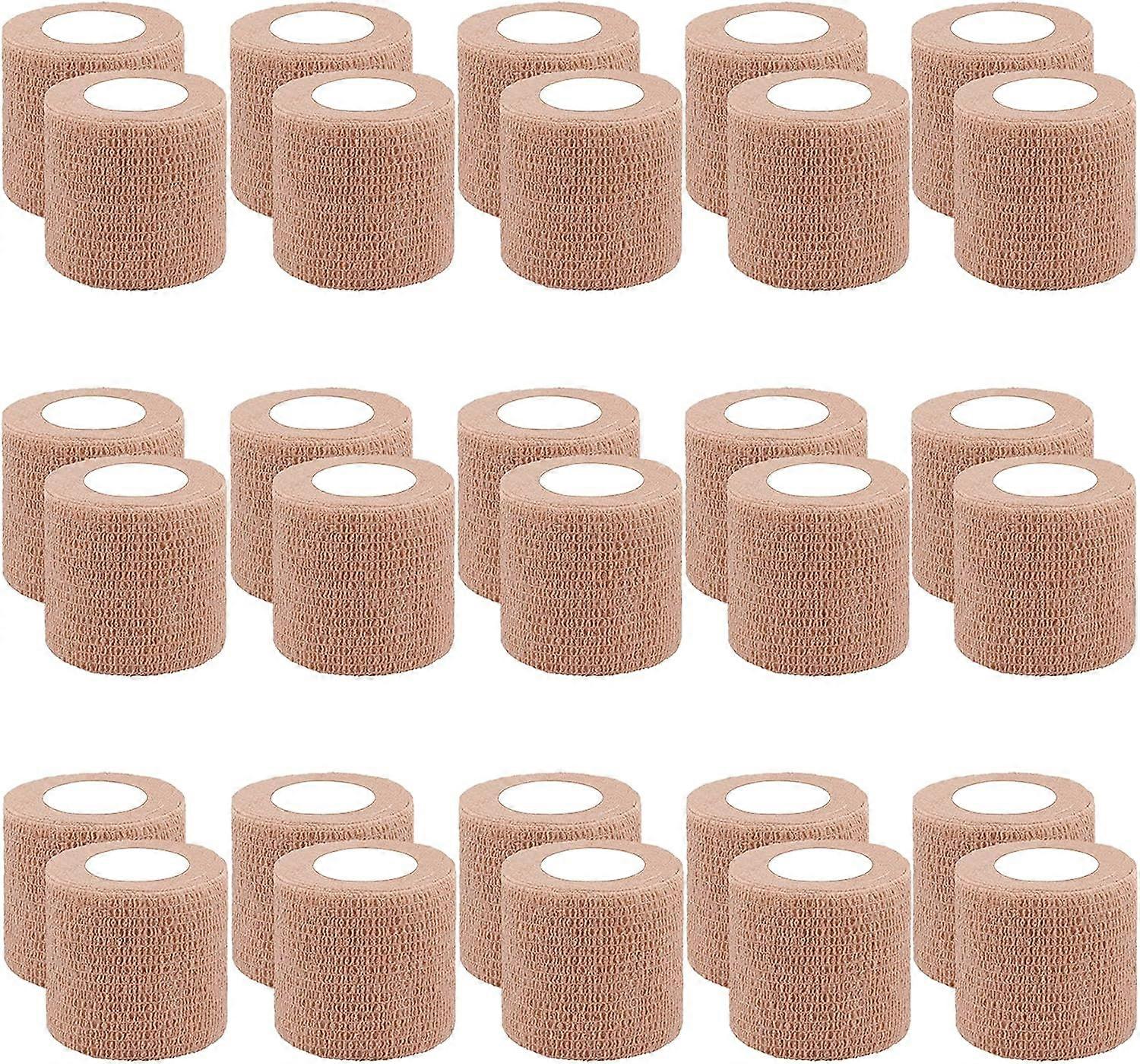 30 Rolls (Beige, 5cm x 4.5m) Elastic Cohesive Tape Self Adhesive Bandage Adhesive Tape Sport Cohesive Tape for Finger Hands Feet Wrists