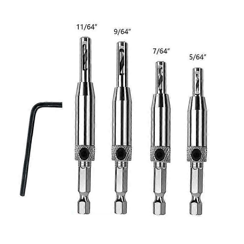 Self Centering Drill Bits HSS Hinge Center Hexagon Drill Bits Door Cabinet Woodworking Positioning Hole Puncher Tool