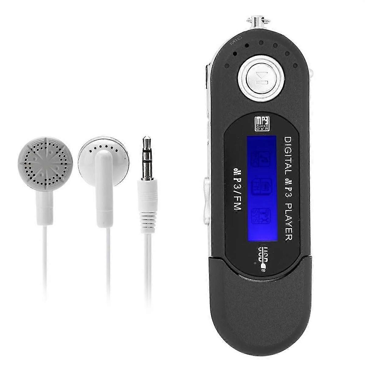 MP3 Player with Earphone 8GB, Portable Music MP3 USB Player with LCD Screen FM Radio for Walking Running (Black)