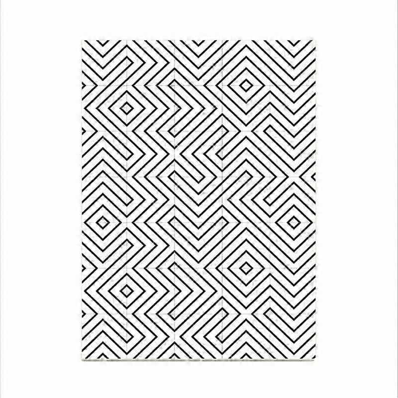 Moderne sort hvid geometrisk linje mønster tæpper hjem indretning skridsikker stue tæpper Anti-rynke gulvmåtter