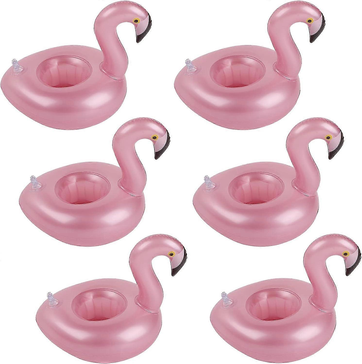 Kleeblatt Inflatable Drink Holder, 6 Pack Pool Drink Holder Floats Cup Holders Drink Floats, Flamingo Floating Drink Holder for Pool Party