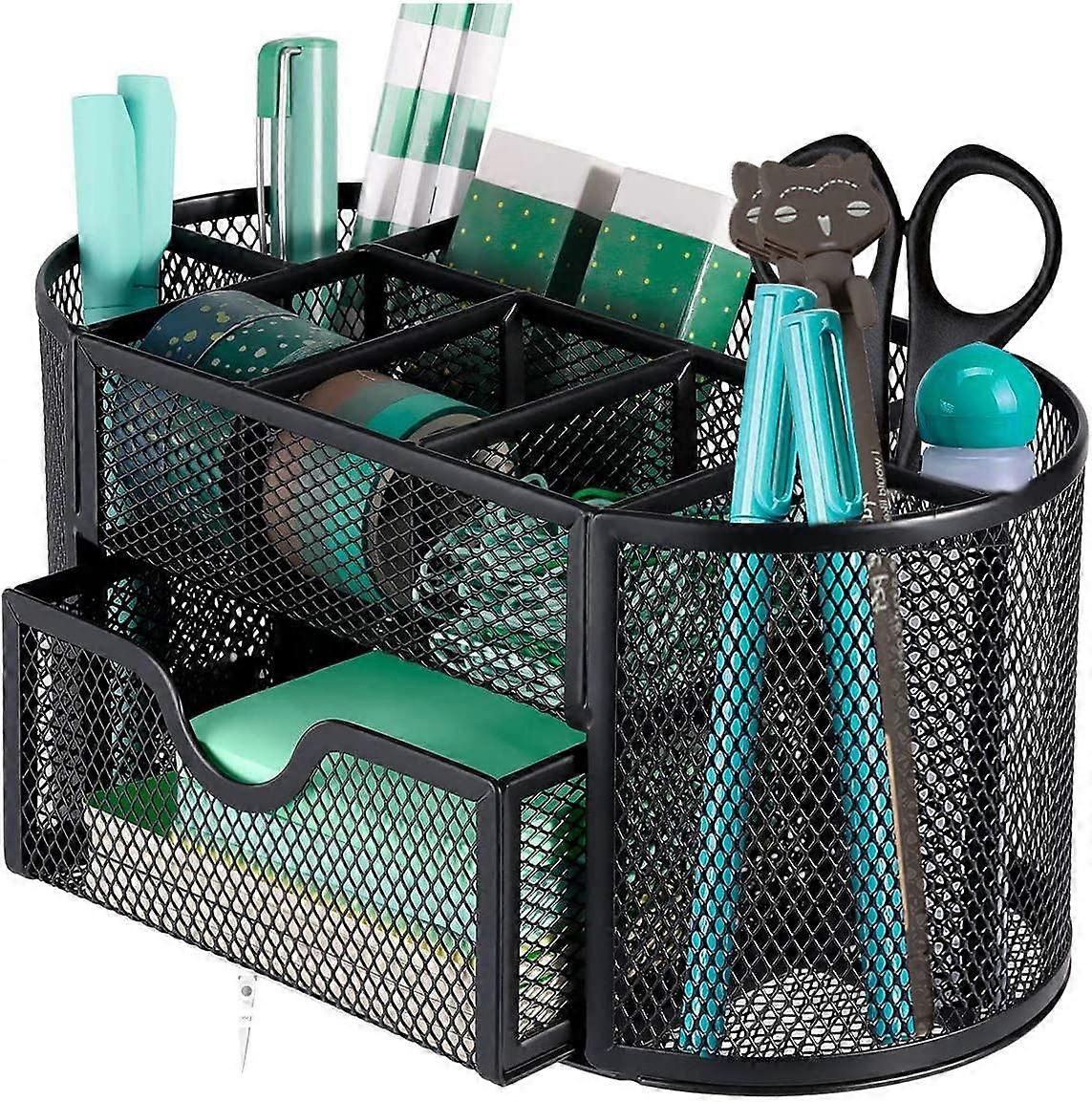 Metal Mesh Desk Storage Organiser, Black