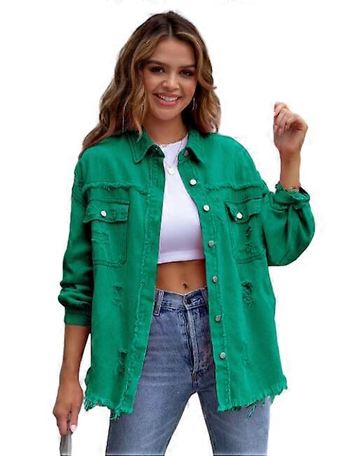 Mid-length Hole Loose Denim Jacket Female