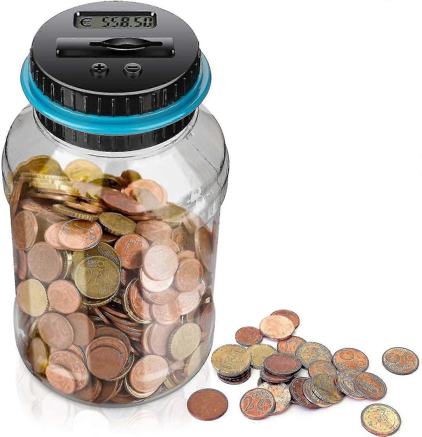 Counting Piggy Bank, 1.5l Piggy Bank, Automatic Coin Counting Box