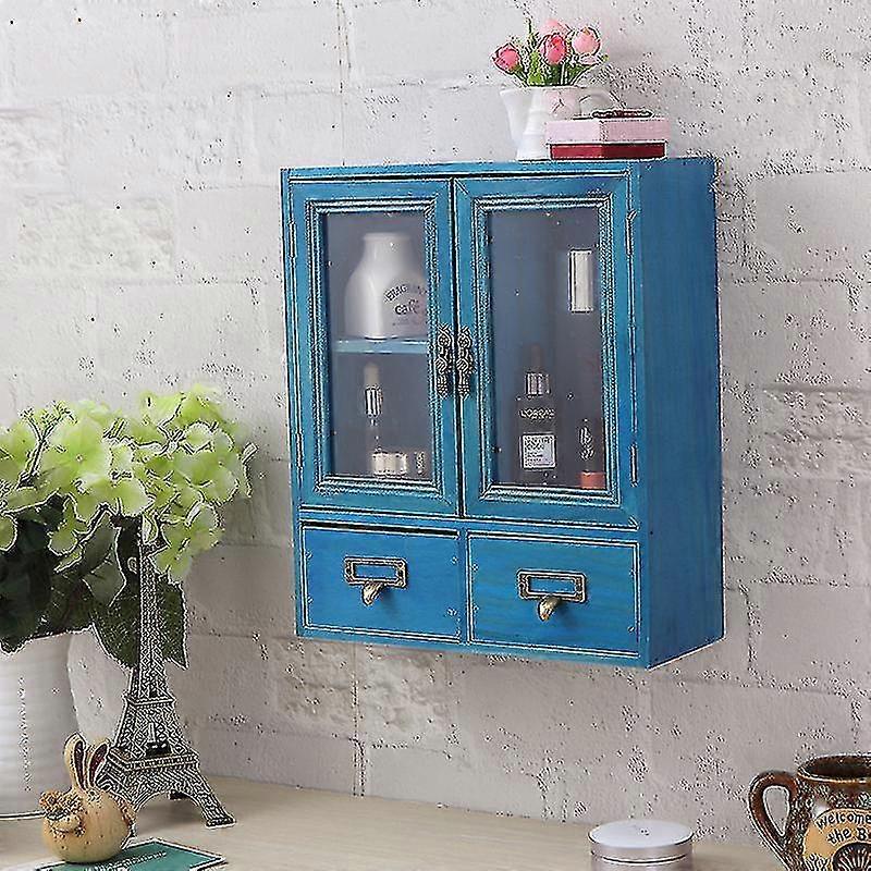 ארון אחסון מעץ ליד המיטה מארגן ארון קיר וינטאג 'ארון תצוגה מעץ TAO