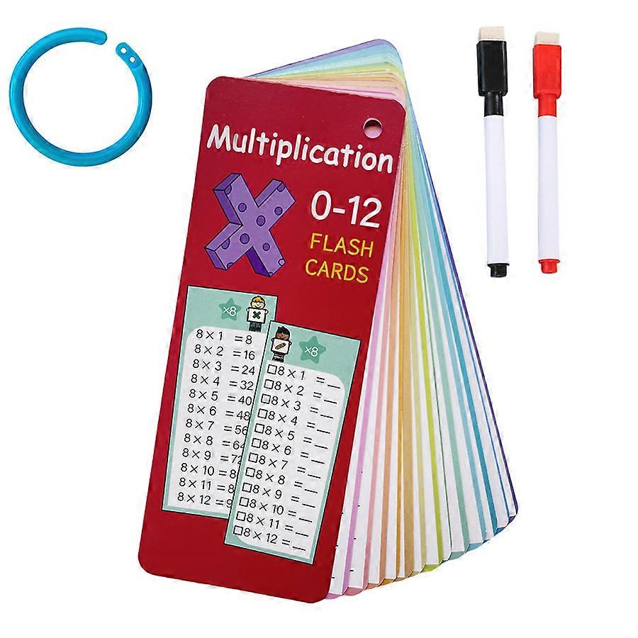 Flash Card 14 Pieces Math Multiplication Erasable Repeated Use Math Learning Card Children School Training