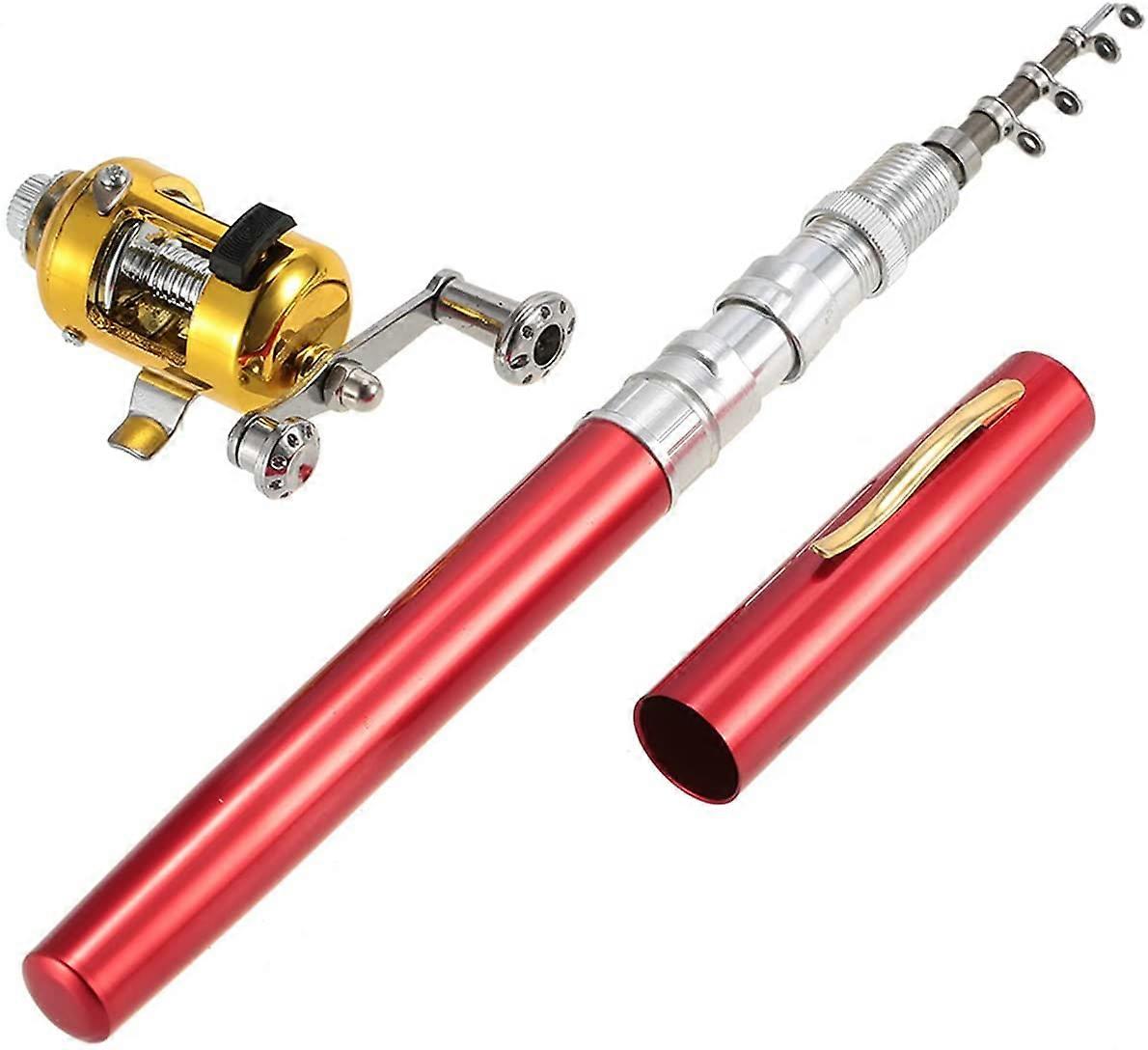 قضيب صيد القلم ، قضيب صيد جيب تلسكوبي صغير 38 بوصة وقضيب صيد سفر مركب بكرة