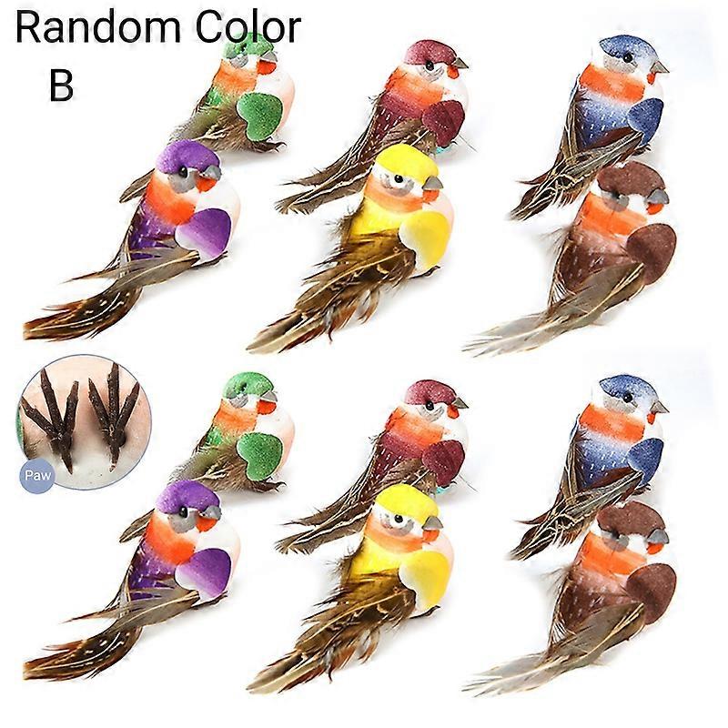 12Pcs Simulation Foam Bird Eye-catching Realistic Mini Christmas Tree Ornament Artificial Foam Bird for Home Decor JIKAIX
