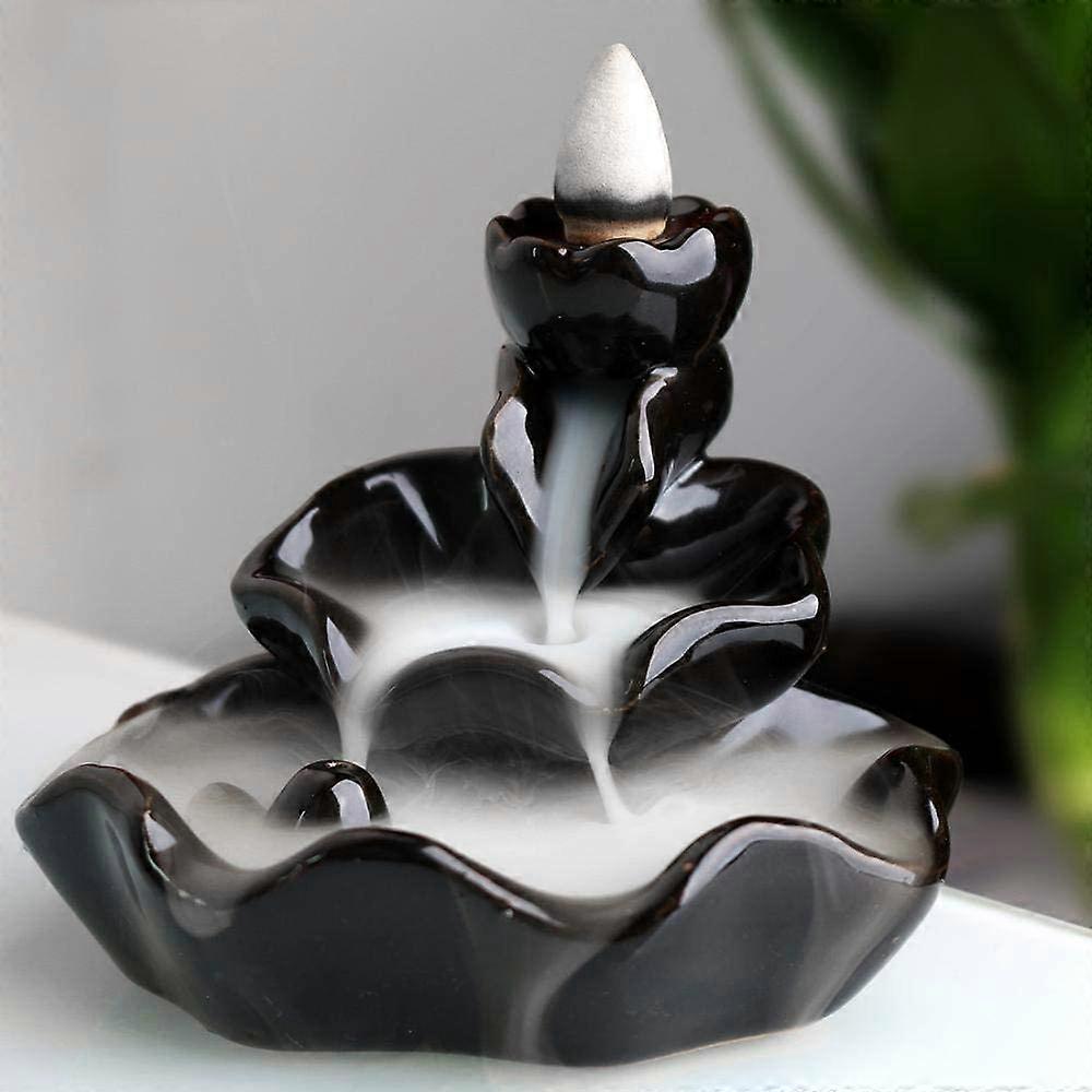 Ceramic backflow incense burner with 10 Style 5 incense cones
