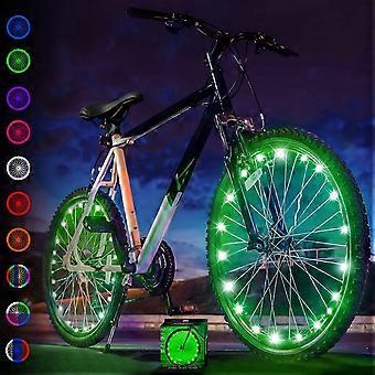 LED Bike Wheel Light Set with Battery for 100% Brightness and All-Angle Visibility for Ultimate Safety (Green)