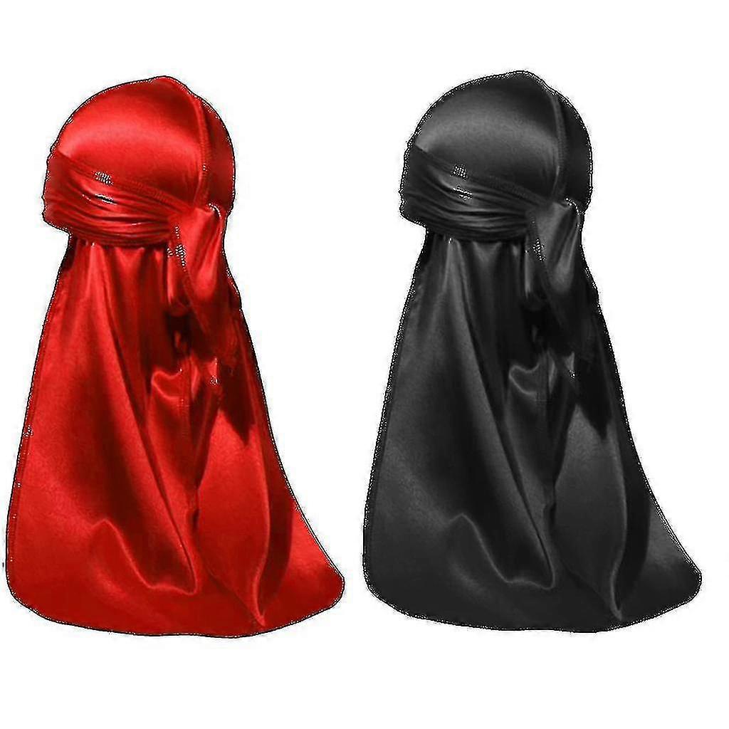 2pcs Silky Durags Pack For Men Waves, Satin Doo Rag