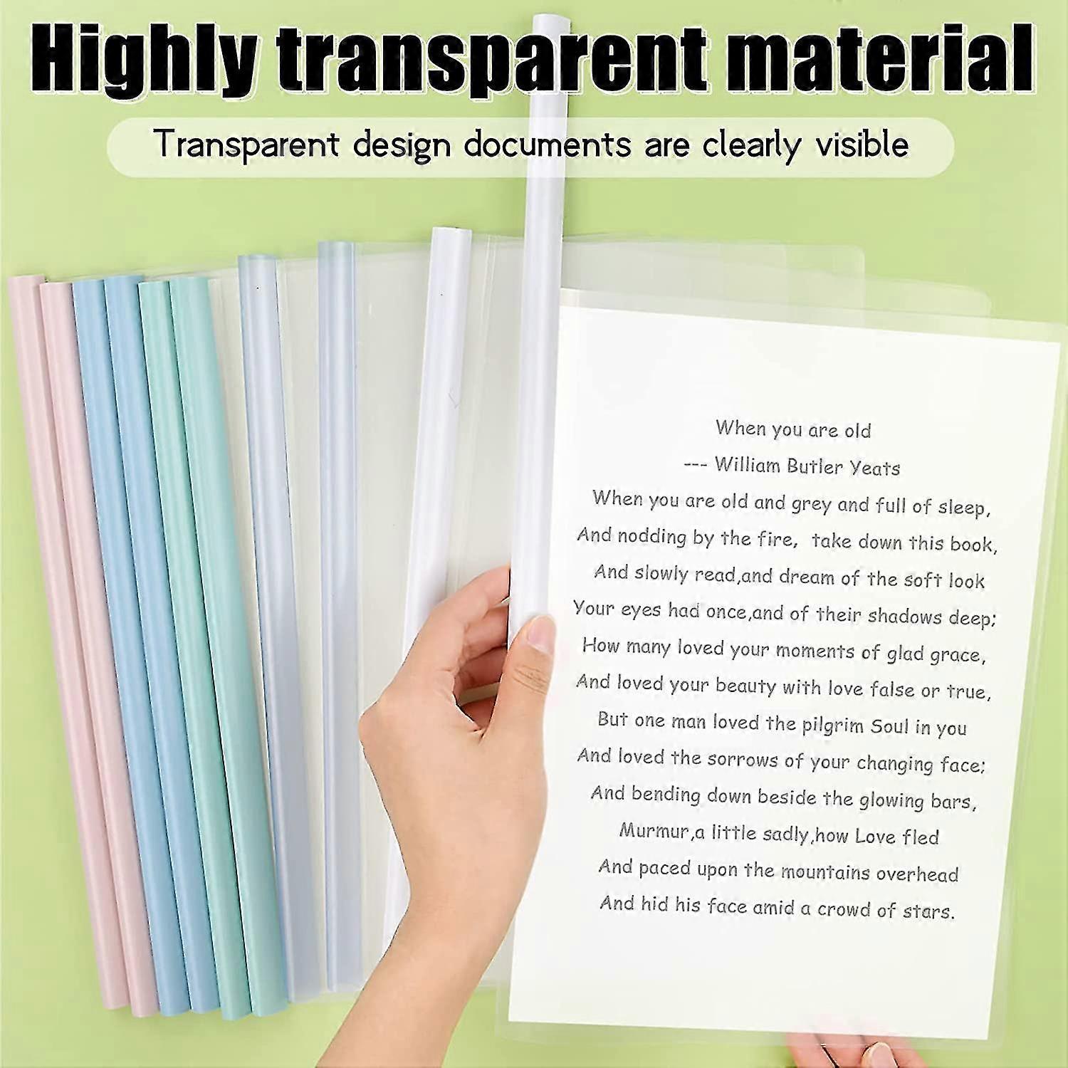 10 Sheets A4 File Folder, Plastic Report Covers Folder, A4 Binder