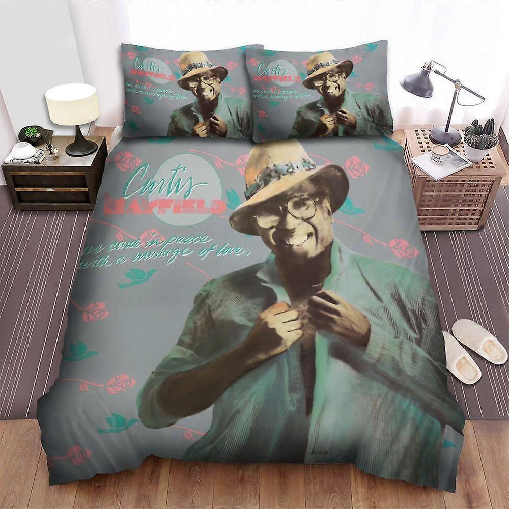 v6018 Lenzuola Curtis Mayfield Veniamo in pace con un messaggio d'amore Set copripiumino Lenzuola IU6018