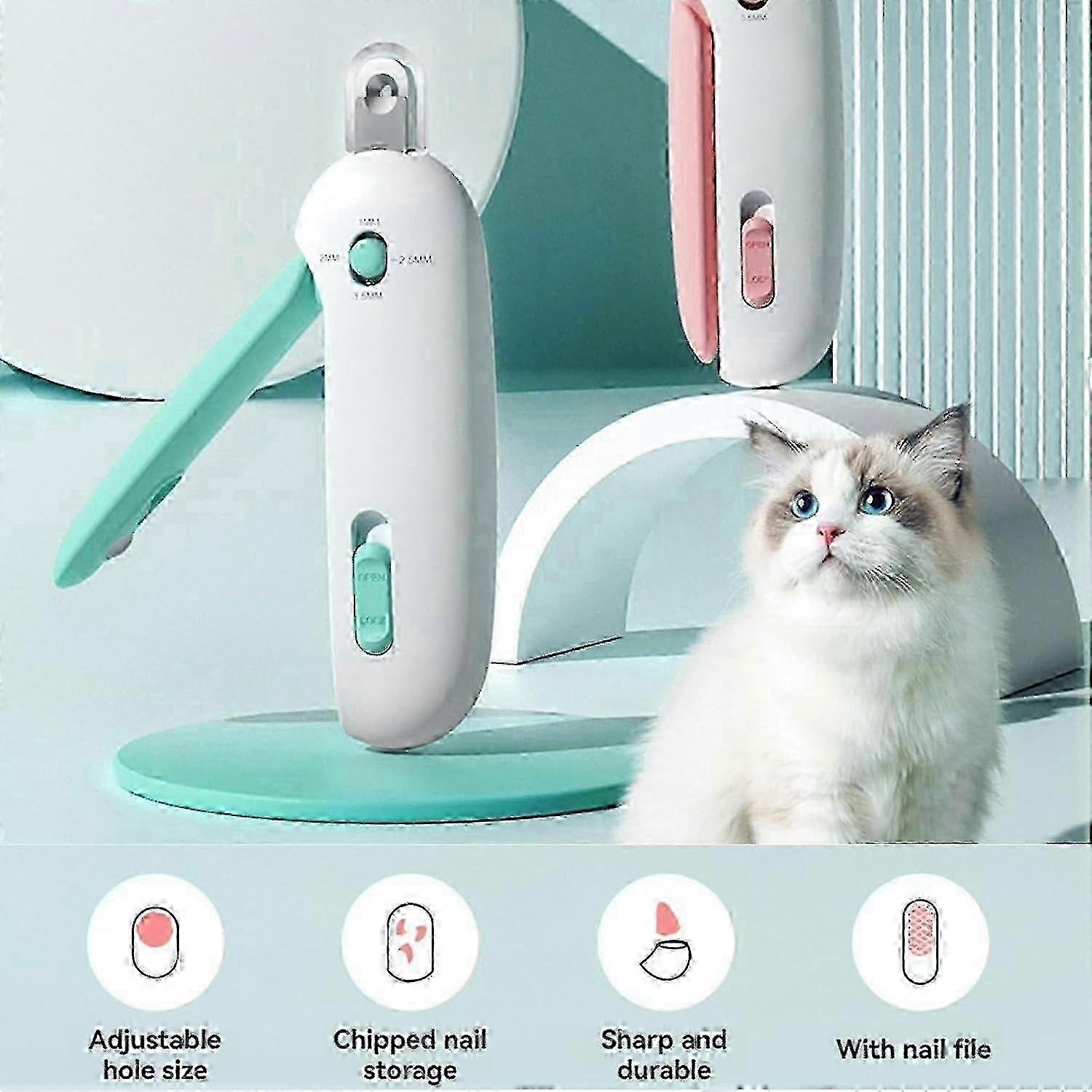 Cat Nail Clippers With Adjustable Aperture, Safe Cat Nail Trimmer With Circular Cut Hole, 1/2/2.5/3.5mm Pet Nail Clippers For Kittens