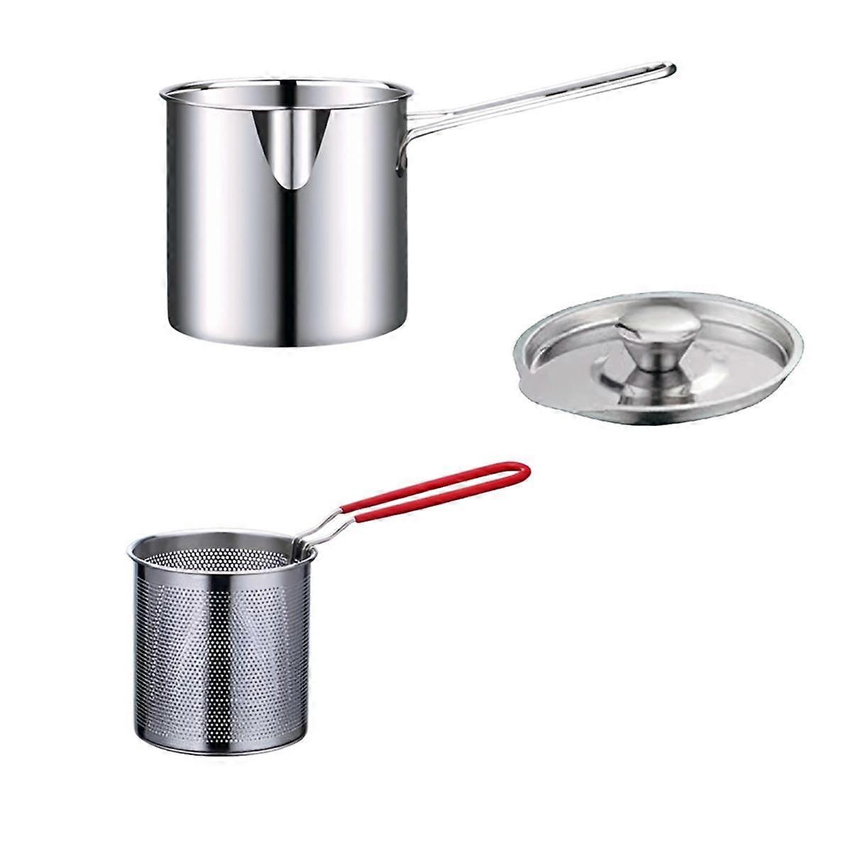 Deep Fryer with Frying Basket Multi-Function Small Pot for Kitchen Use Fried Chicken Cooking Tools