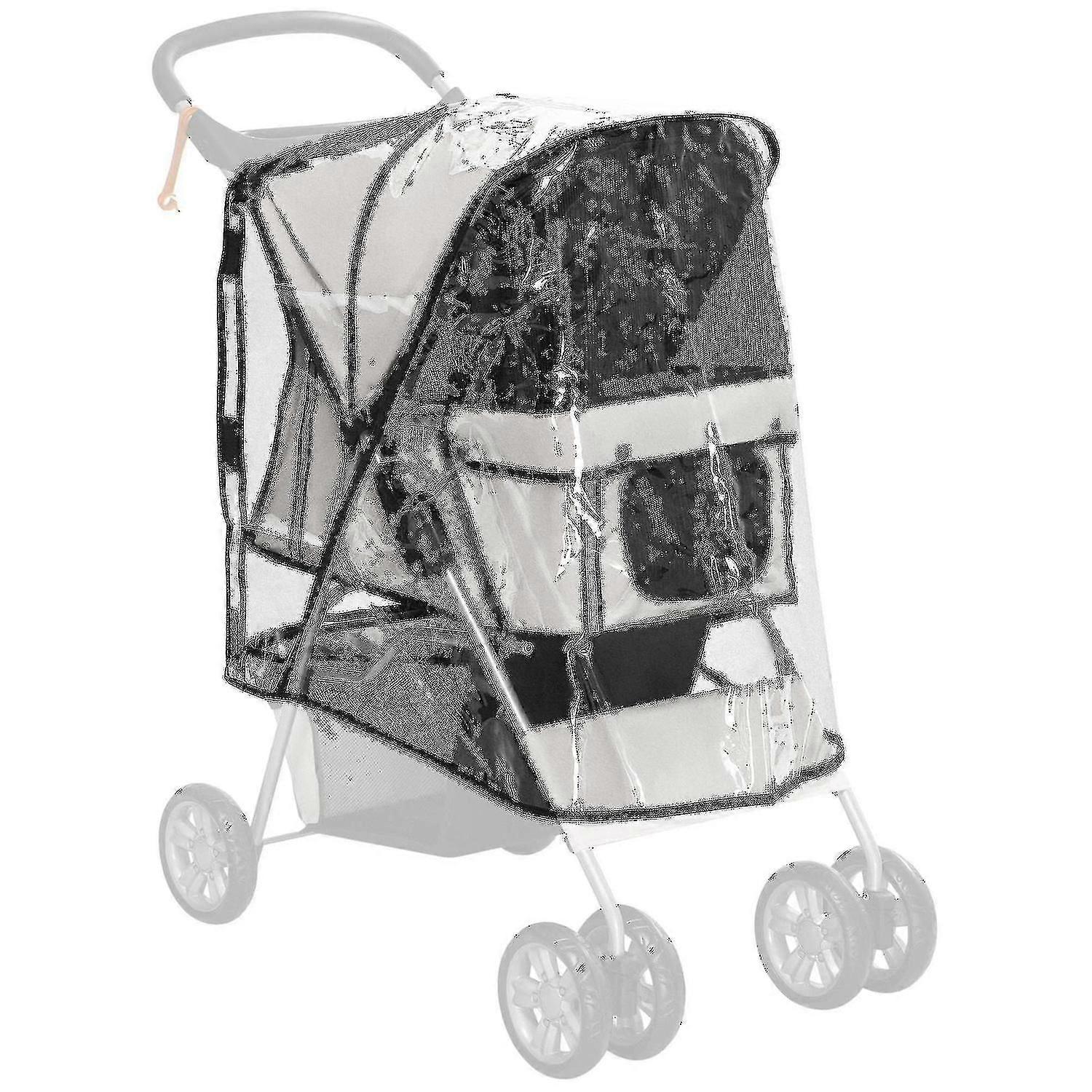 Pawhut Dog Stroller Rain Cover W/ Rear Entry, Cover, For Dog Pram_xsdxm