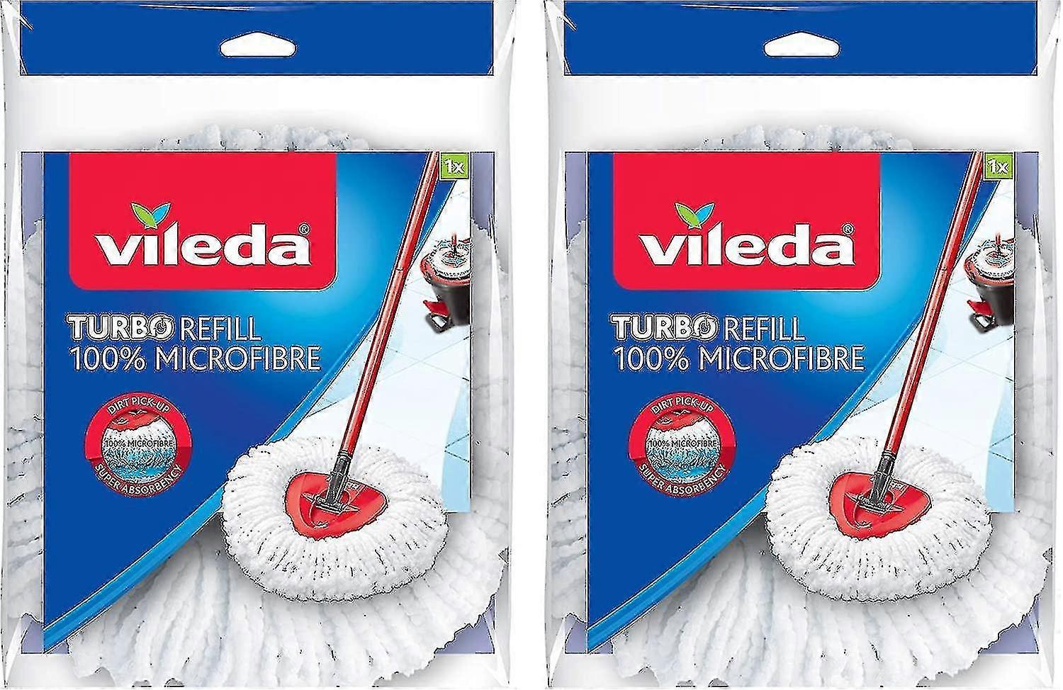 Vileda Mop Head, Microfiber, Microfiber, White, Twin Pack