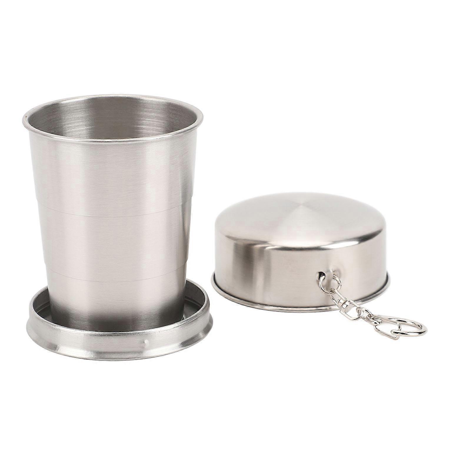 150ML Stainless Steel Collapsible Cup: Portable Folding Camping Cup with Keychain for Travel