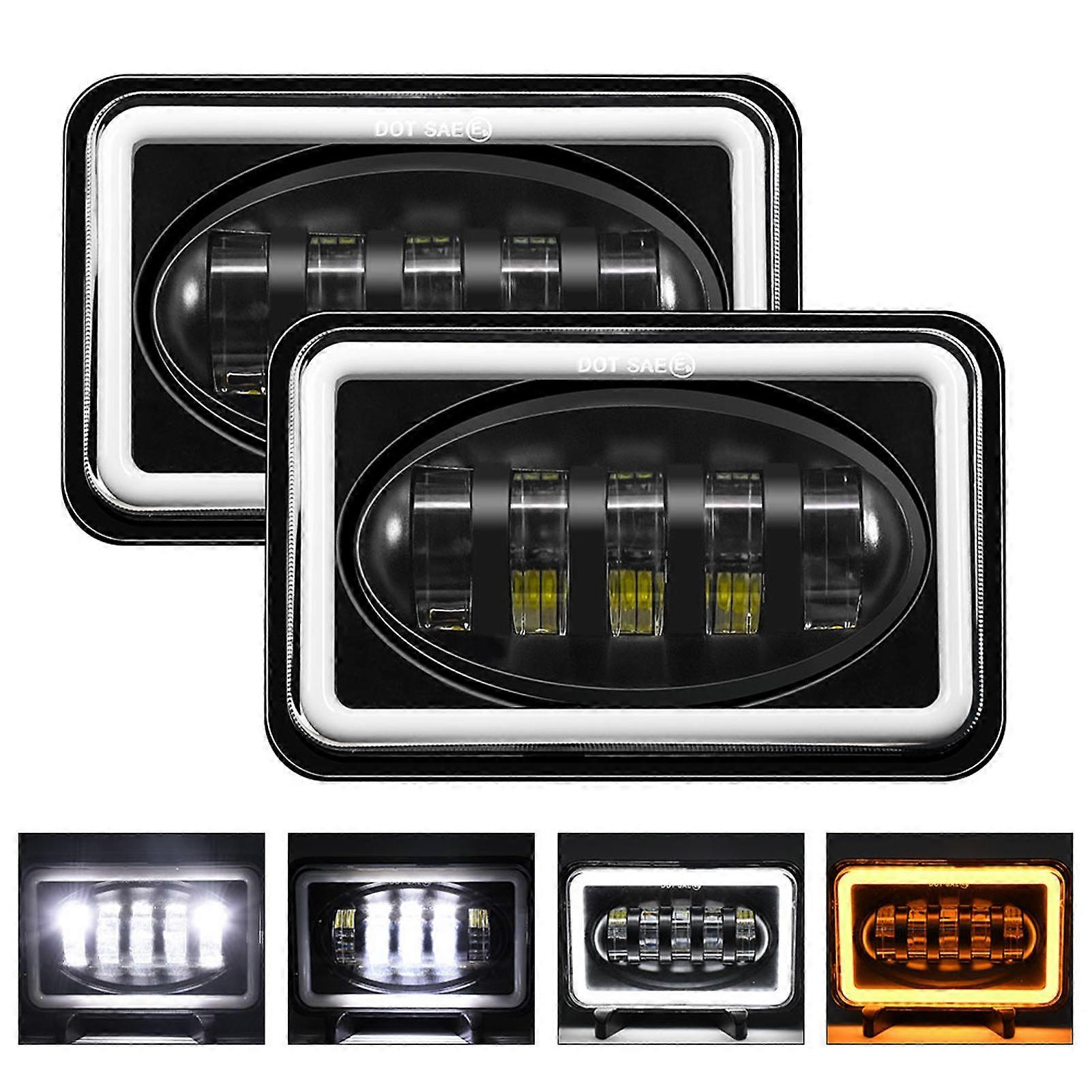 1Pcs 5 inch Car LED Headlight 4x6 Rectangle Headlamp with HighLow Beam DRL Turn Signal Compatible