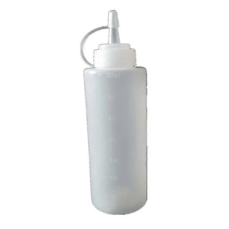 2-pa Clear Scale Squeeze Bottles Refillable Dispenser Push Cap Salad Sauce Mustard Ketchup 360ml,6621