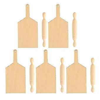 5st dockhus kavel skärbräda set miniatyr trämöbler för 1/12 dockhus kökstillbehör?