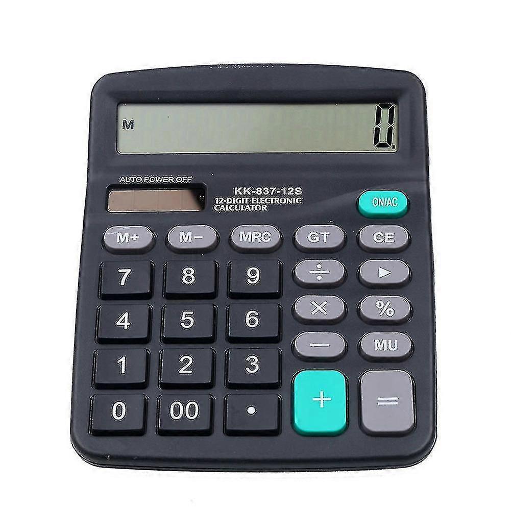 Portable Solar Power 12 Digits Scientific Calculator Student School Study Supply(1pcs,black)