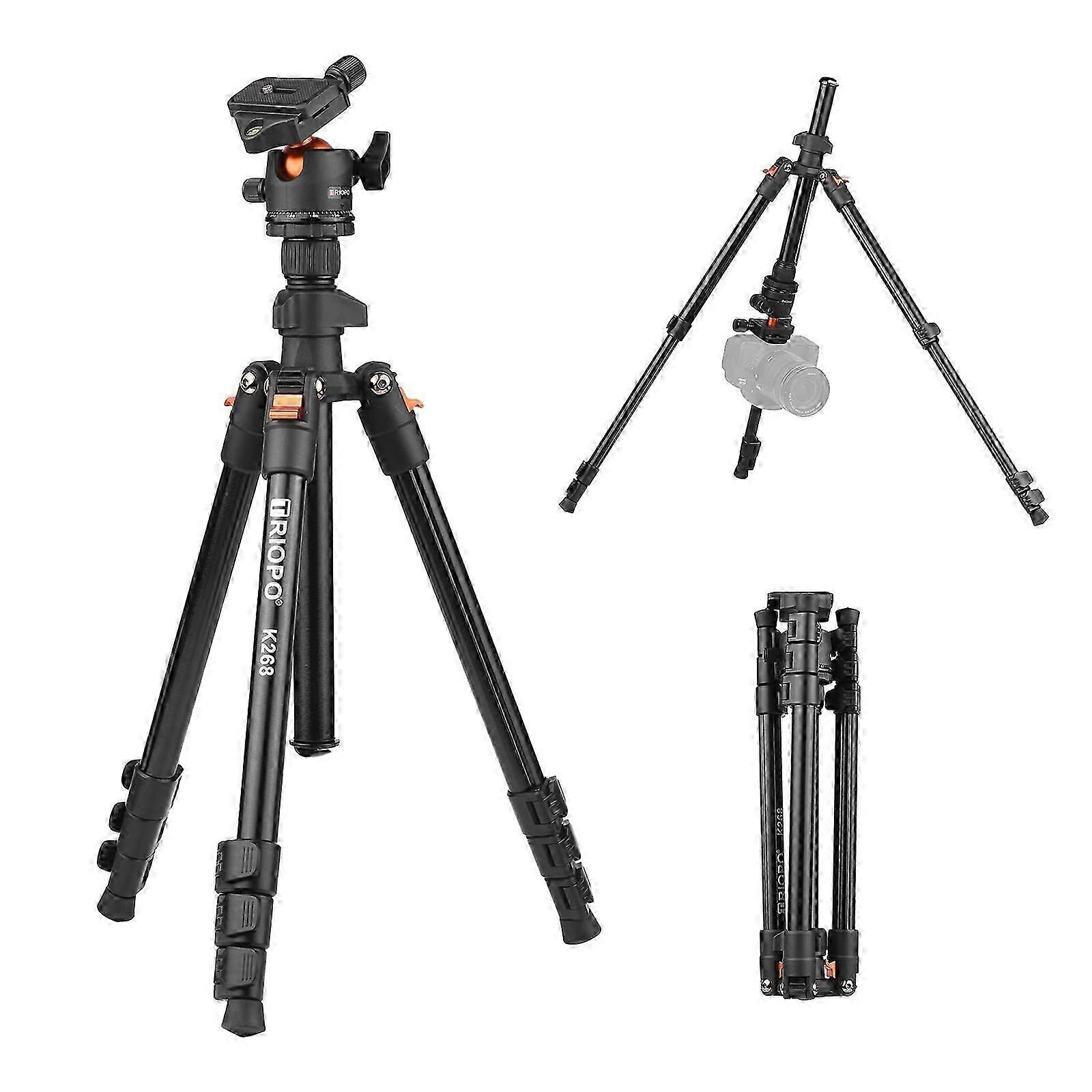 K268 Portable Photography Tripod Stand Aluminum Alloy 360panorama Ball Head 162cm/63.8in Max. Height 10kg/22lbs Load Capacity Travel Camera Tripod Wit