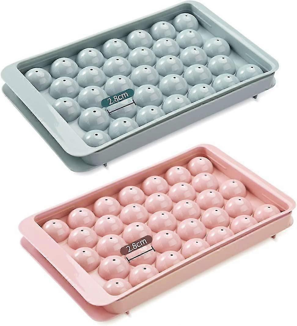 2 Packs Ice Cube Tray, Ice Cube Mold with Lid, 33-Cavity Small Ice Sphere Molds for Whiskey, Cocktai