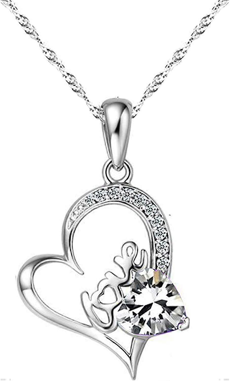 Fashion Heart Pendant for Women 925 Sterling Silver Necklace Cubic Zircon Birthstone Amethyst Jewelry