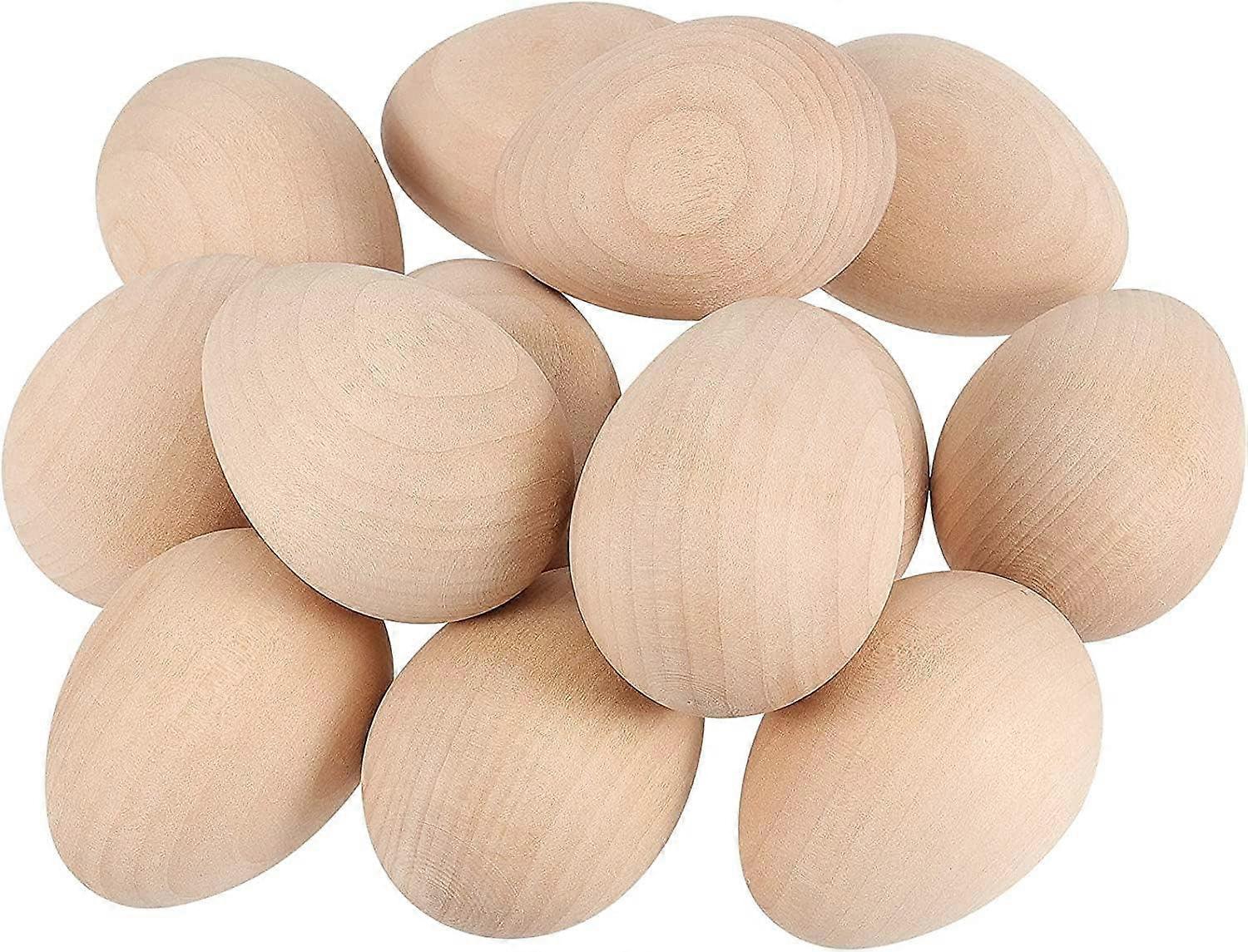 Set of 13 Unpainted Wooden Eggs for Easter Crafts