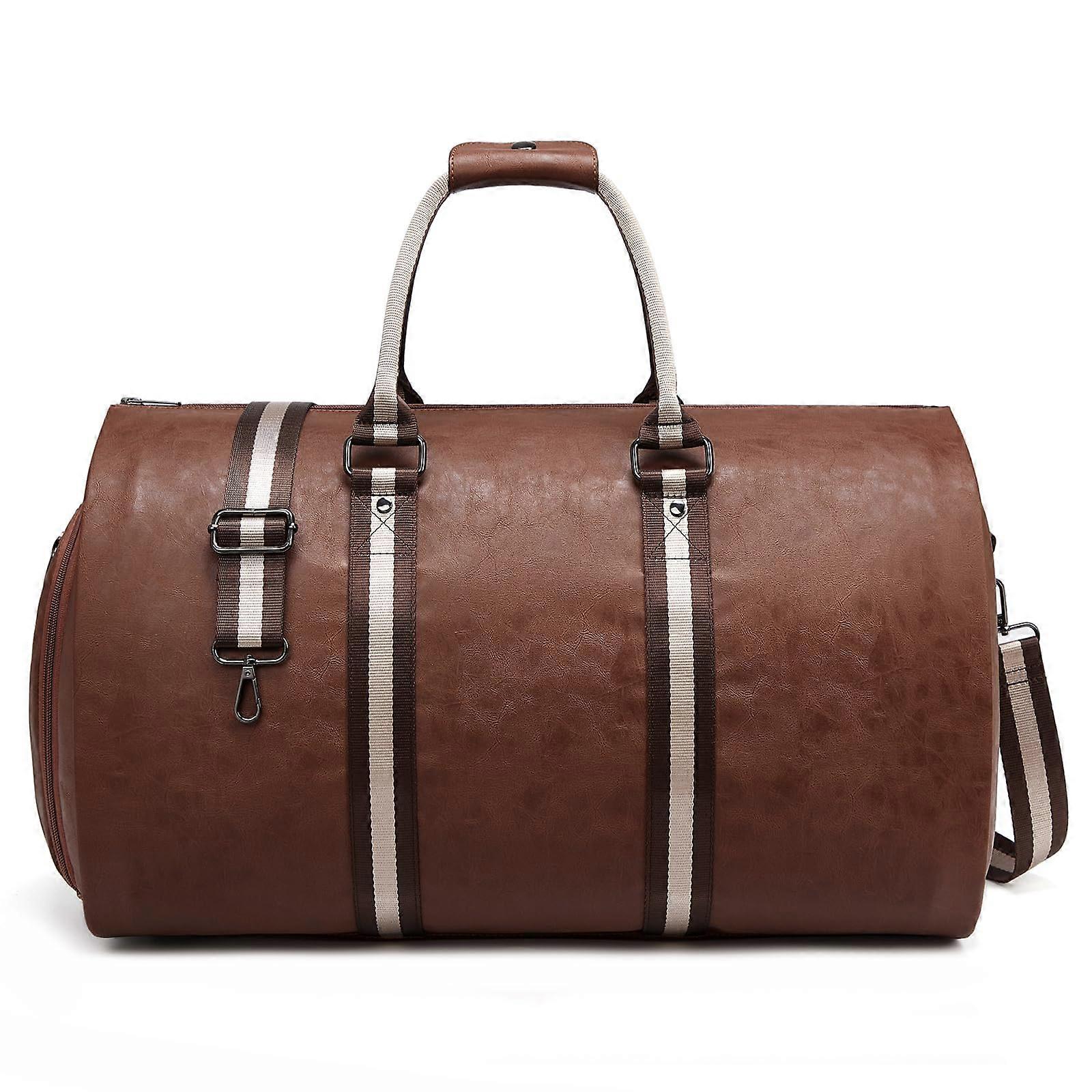 Men's Leather Convertible Travel Garment Bag with Multiple Pockets, Adjustable Straps, and Durable Design