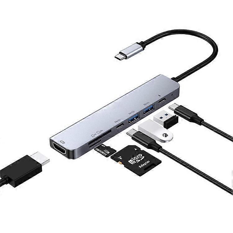 W65331 Type-C to HDMI PD USB Ports Card Reader HUB Adapter 7-in-1 Multi-function HUB Expander