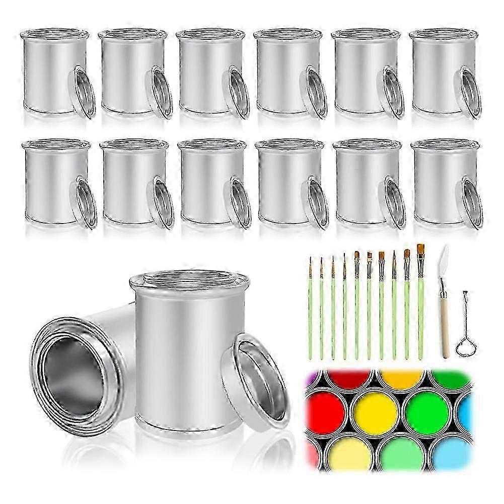 12pack Empty Paint Cans With Lids,1/2 Cup Capacity Empty Unlined Paint Cans Paint Storage Container