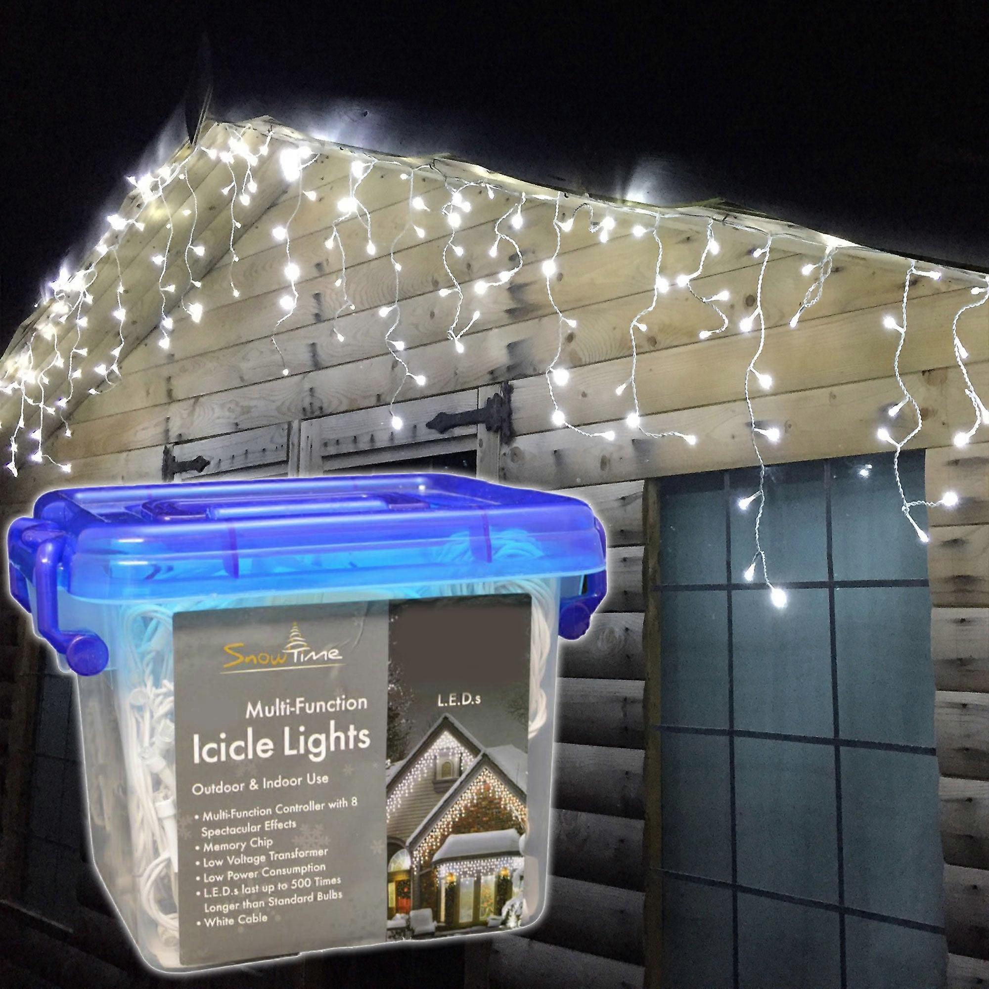 9.5M (400 Leds) Outdoor Multi Function Led Snowtime Icicle Lights In Cool White