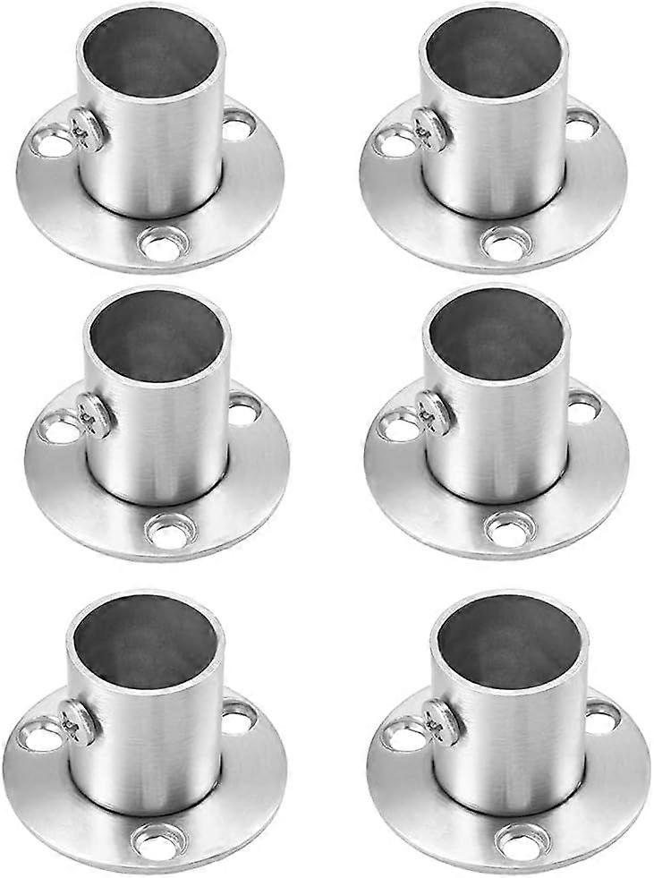 6 件不锈钢橱柜杆法兰支架，杆支架，22.5mm 法兰管底座，带螺钉，适用于橱柜和管道