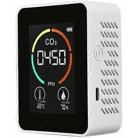 Carbon Dioxide CO2 Detector for Air Quality, Temperature and Humidity, Rapid CO2 Measurement, White