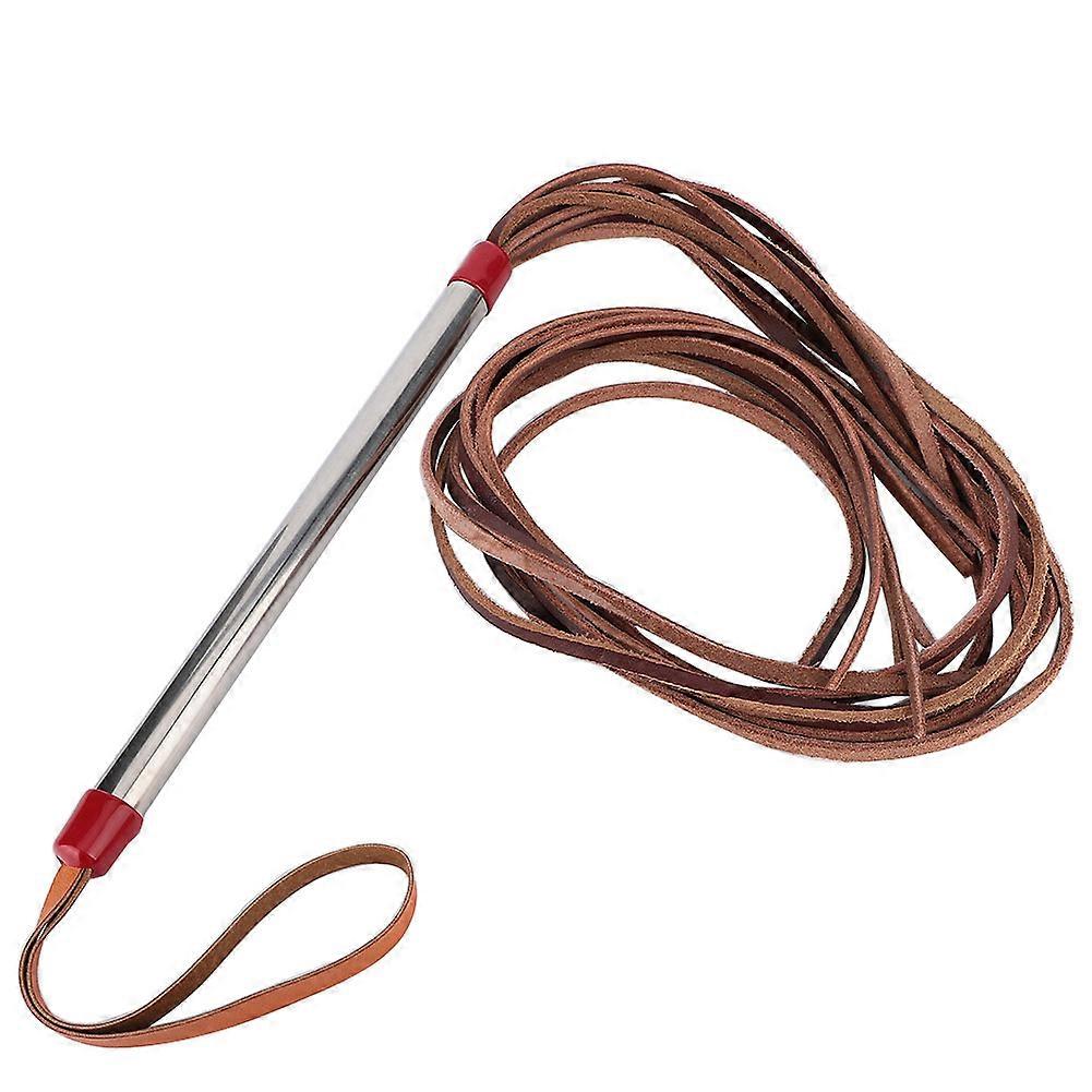 Dog Training Protection Leather Whip with Metal Handle for Pet Exercise Tool