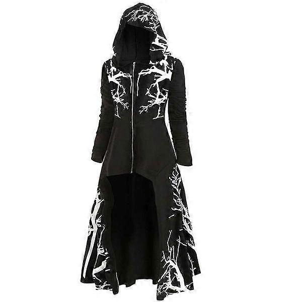 Ladies Retro Halloween Cape Gothic Punk Hooded Irregular Shawl Jacket