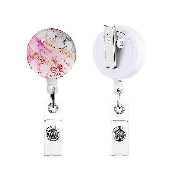 5 Pcs Clips de Crachá, Chaveiro Retrátil Clipe de Crachá Carretel de Crachá de Mármore com Clipe de Cinto de Cartão de Identificação