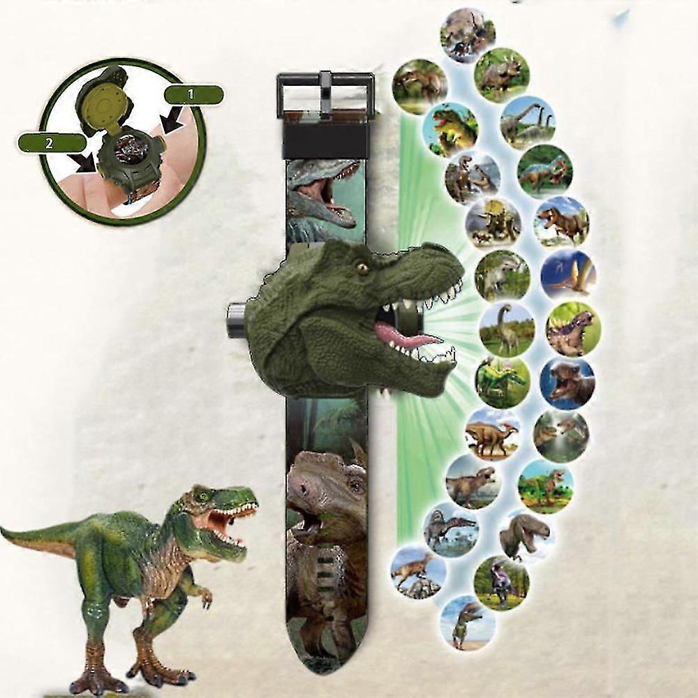 Kids Dinosaur Projection Watch With 24 Patterns Digital Watch With Lid Learning Toys