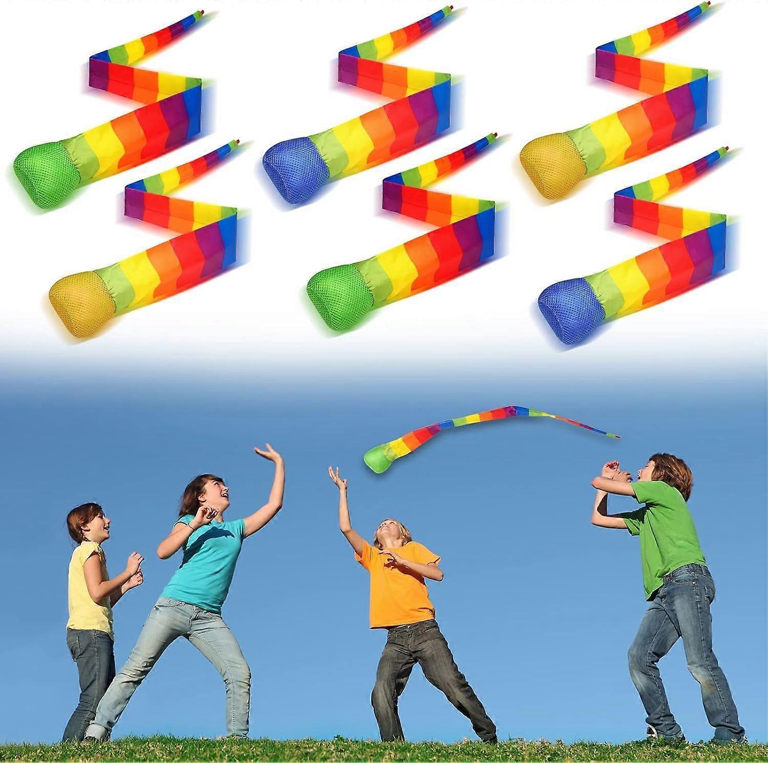 キャッチテールフォームボールソフトレインボープレイボール教育スポーツ遊び場ボール子供のためのレインボーテール付きカラフルな流星ボール幼稚園学校