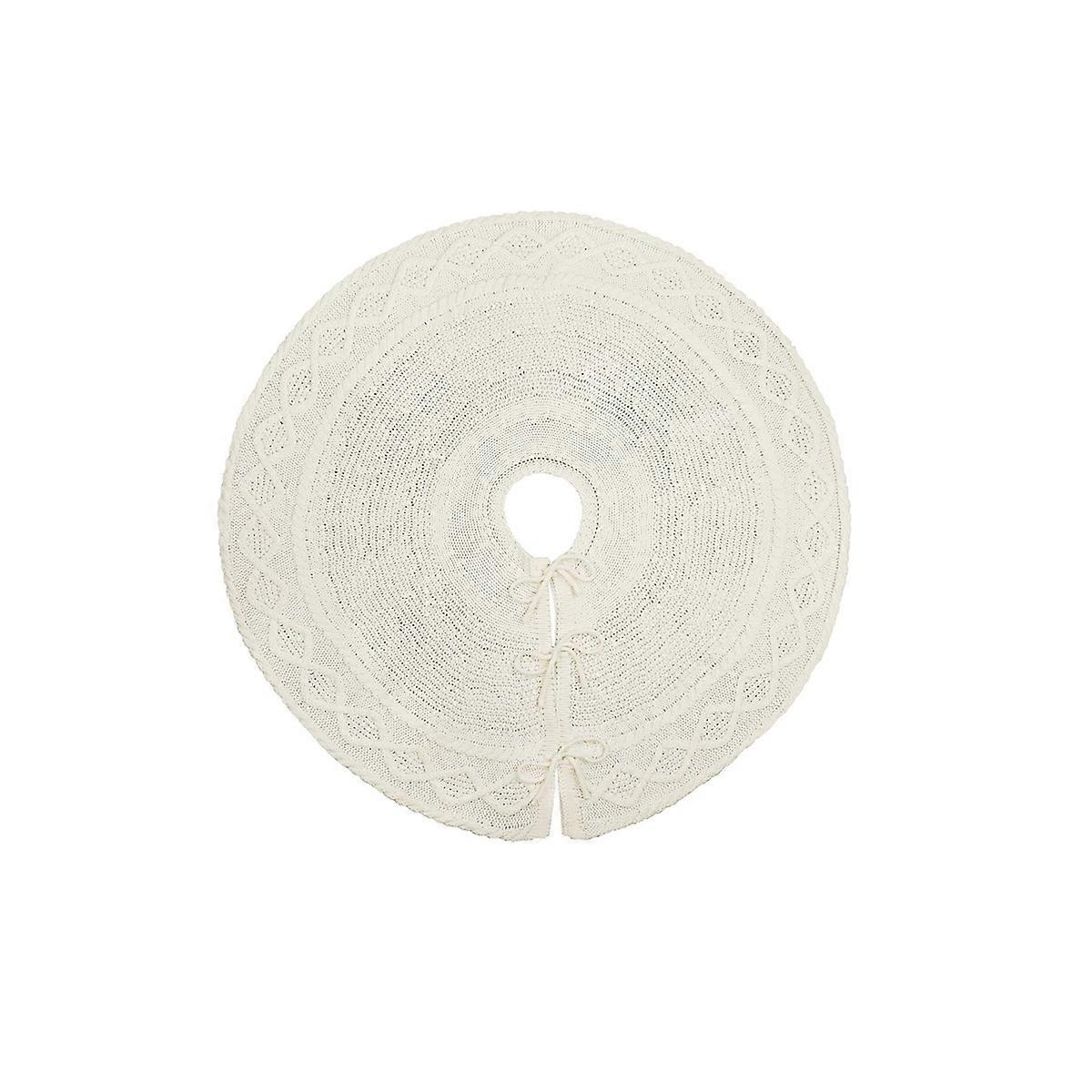Christmas Tree Skirt, Luxe Cable Knit Design for Elegant Home Decor, Unfading Reusable Heavy Yarn Material, Suitable for Most Xmas Trees, Easy to Use