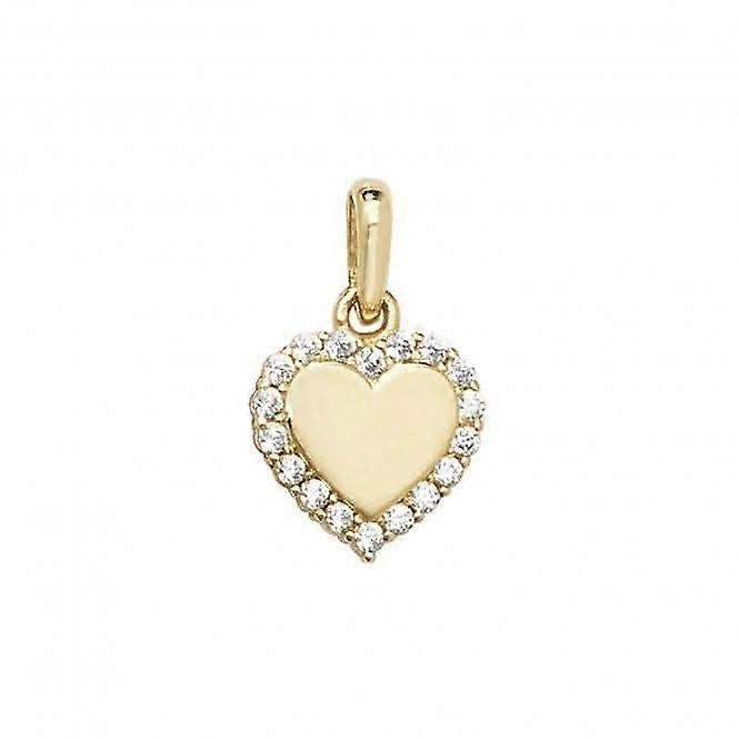9ct Yellow Gold Heart Zirconia Pendant PN065