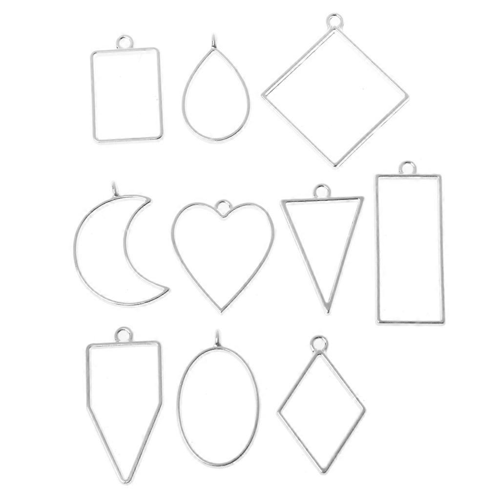 Geometric Metal Frame DIY Bracelet Mini Frame Gold Bronze Silver Charm Bezel Setting Cabochon Setting UV Resin Charm  White