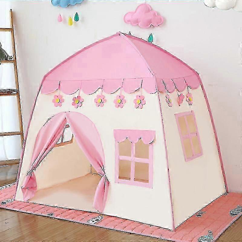 「子供のテントギフトキッズテント子供折りたたみ式プレイテントハウス子供用屋内プリンセスキャッスルピンクカラー」
