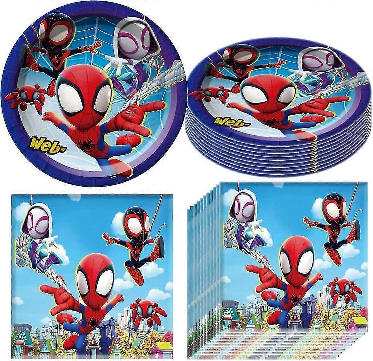 Spidey and His Amazing Friends Birthday Themed Party Supplies Set, 20 Pieces of Suture Tray and 20 Pieces of Stitched Tissue
