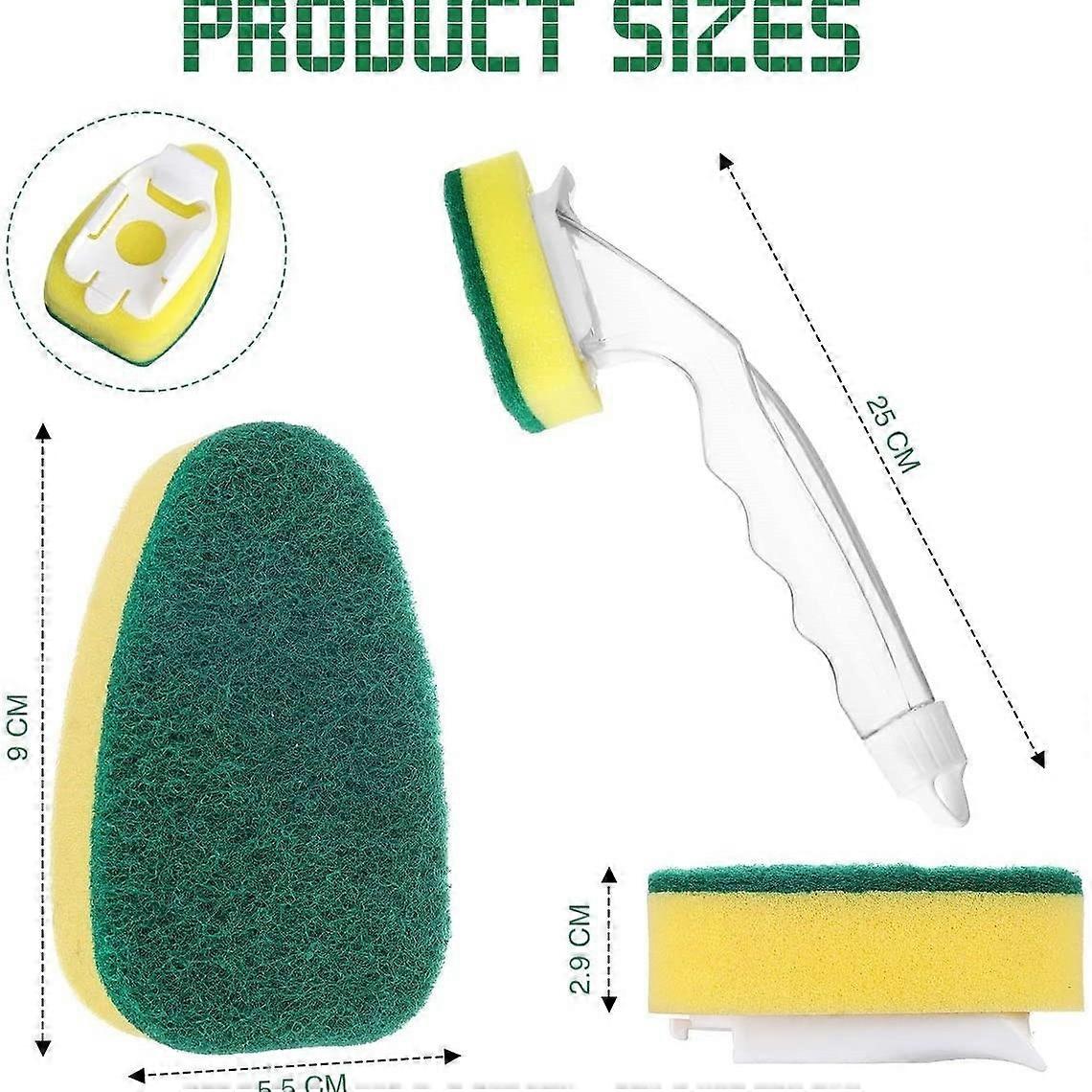 Cleaning Brushes, Set of Long - Handled Scrubber with Replaceable Sponge Pads for Effective Cleaning